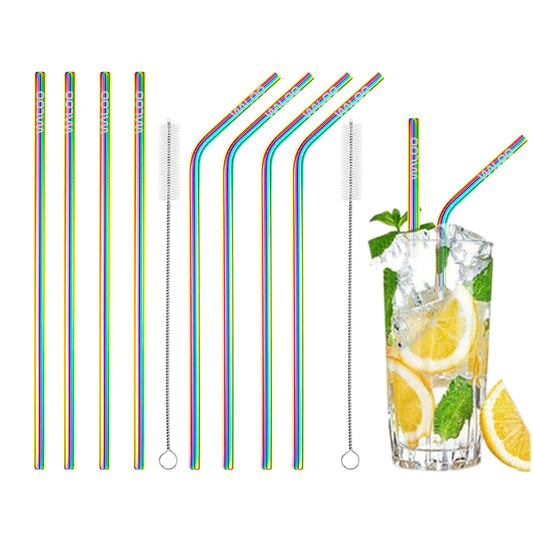 Rainbow Stainless Steel Drinking Straws (4 Pack)